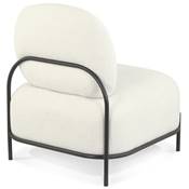 Fauteuil design de style moderne 'BIG SMALL' en tissu bouclé blanc avec 4 pieds en métal noir