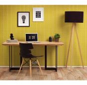 Lampadaire trépied scandinave 'Stätiv' abat-jour en tissu noir 3 pieds en bois naturel