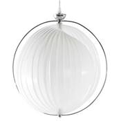 Suspension boule design 'Astra' abat-jour modulable en lamelles flexibles blanche