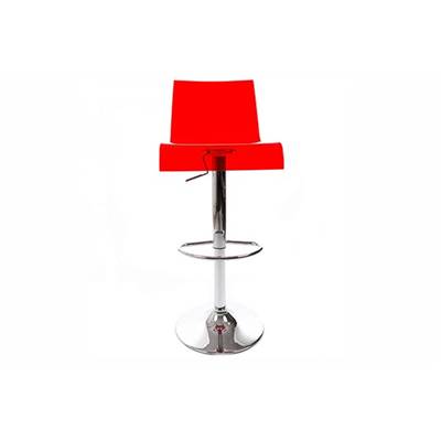 Tabouret de bar réglable design 'Ice' pivotant plexiglass rouge pied métal chromé dossier haut