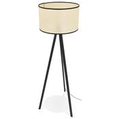 Lampadaire trépied scandinave 'SNELL' avec abat-jour en rotin naturel et 3 pieds en métal noir