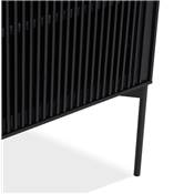 Meuble bahut buffet design 'PRATICO' en bois noir 2 portes et 3 tiroirs pieds en métal noir