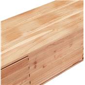 Meuble TV design 'EXPLOR' en bois d'Acacia naturel 3 portes avec pieds en métal thermolaqué noir