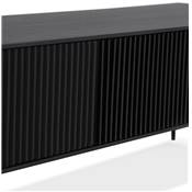 Meuble TV design 'STREAM' en bois noir avec 4 pieds en métal noir - 160 x 45 cm