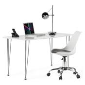 Chaise de bureau à roulettes design 'Tulip' blanche et noire pied en métal chromé