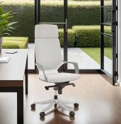 Fauteuil de Bureau design à roulettes 'ATOS' en tissu gris avec pieds en métal