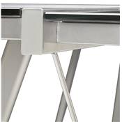 Bureau d'angle design 'Viewer' en verre trempé pieds en métal gris – 180 cm