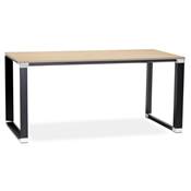 Bureau de direction droit design 'Business' bois naturel pieds métal noir et chromé – 160 x 80 cm