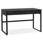 Petit bureau droit / table travail design 2 tiroirs 'BAMBIN' bois et pieds métal noir - 120 x 60 cm