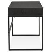 Petit bureau droit / table travail design 2 tiroirs 'BAMBIN' bois et pieds métal noir - 120 x 60 cm