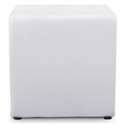 Pouf d'appoint carré rembourré 'KUBE' blanc