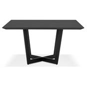 Grande table scandinave carrée 'BIG VÄN' plateau en bois noir pieds en métal noir - 140 x 140 cm