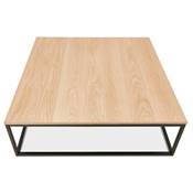 Grande table basse industriel carrée 'FYRKANT' bois finition naturel pieds métal noir - 110 x 110 cm