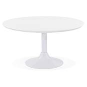 Table basse ronde lounge 'DILA' blanche et pied tulipe central en métal blanc - Ø 90 cm