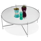 Table basse ronde 'ELEMENTO XL' plateau en verre miroir chromé 4 pieds en métal chromé - Ø 80 cm