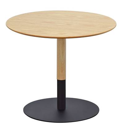 Table basse ronde 'HIGH DUBELZON' tablette en bois naturel et pied central en métal noir - Ø 48 cm