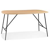 Petite table / bureau droit industriel 'SPLEEN' plateau en bois 4 pieds en métal noir – 142 x 74 cm