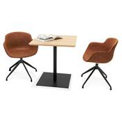 Table de salle à manger carrée industriel 'RITH' en bois naturel pied carré en métal noir - 70 x 70 cm