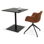 Table de salle à manger carrée industriel 'RITH' noire en bois pied carré en métal noir - 70 x 70 cm