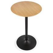 Table de bar haute ronde 'CONTY' en bois naturel avec pied central en métal noir – Ø 60 cm