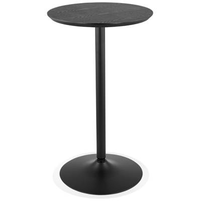 Table de bar haute design ronde 'CONTY' en bois noir avec pied central en métal noir – Ø 60 cm