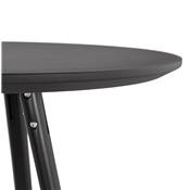 Table de bar haute design ronde 'BLACK ASTER' en bois noir avec 4 pieds en bois noir et métal chromé