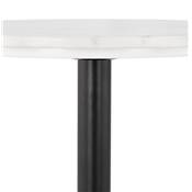 Table bar Mange-debout design 'RULLA' en pierre effet marbre blanc pied central métal noir - Ø 60 cm