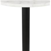 Table bar Mange-debout design 'RULLA' en pierre effet marbre blanc pied central métal noir - Ø 60 cm