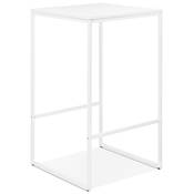 Table bar haute style industriel carré 'BISTRO' bois blanc 4 pieds métal blanc idéal proffesionnels