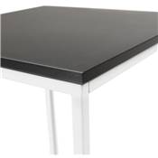 Table bar haute style industriel carré 'BISTRO' bois noir 4 pieds métal blanc idéal proffesionnels