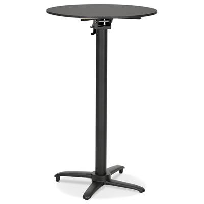 Table de bar haute pliable ronde 'BARDA' en bois noir avec pied central en métal noir – Ø 68 cm