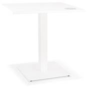 Petite table industriel intérieur / extérieur carrée 'BATTUTO' blanche pieds blanc – 68 x 68 cm