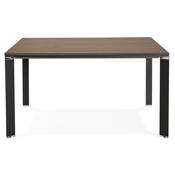 Table de réunion / bureau bench design 'BIG AFER' noyer pieds métal noir et chromé - 140 x 140 cm
