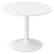 Petite table / table salle de réunion ronde 'KAZA MINI' bois pied central métal blanche – Ø 90 cm