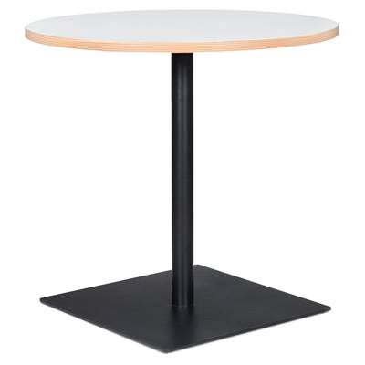 Table ronde 'KRUBBA' blanche en bois et pied central en métal noir à base carrée - Ø 80 cm