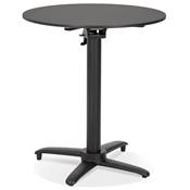 Table de salle à manger ronde pliante industriel 'BARRA 2.0' bois noir pied central en métal noir – Ø 68 cm