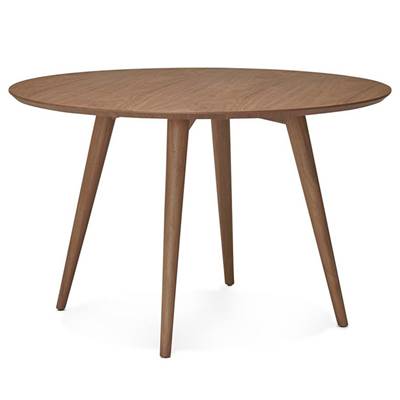 Table à diner / de salle à manger scandinave ronde 'Üméa' plateau et 4 pieds bois noyer – Ø 120 cm