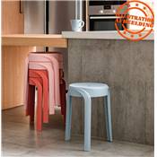 Tabouret bas design de style moderne empilable 'FIORI' en resine rouge
