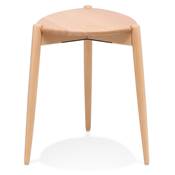 Tabouret bas design de style scandinave empilable 'DRYCK' avec assise et pieds en Frêne naturel