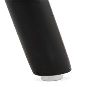 Tabouret de bar 'BLACK CIRCLE' en tissu noir 4 pieds bois noir et repose pieds chromé dossier haut