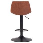Tabouret snack réglable 'BONG' pivotant microfibre marron pied métal noir repose pieds dossier haut