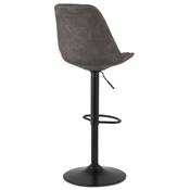 Tabouret bar réglable 'BAROK' pivotant microfibre grise pied et repose pieds métal noir dossier haut