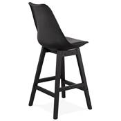 Tabouret de snack mi-hauteur design 'CHAIRMAN MINI BLACK EDITION' 4 pieds en bois noir dossier haut