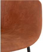 Tabouret snack mi-hauteur accoudoirs 'CARINO MINI' microfibre marron 4 pieds métal noir dossier haut