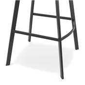 Tabouret de bar design 'KAFTY MINI' en microfibre marron avec 4 pieds en métal noir dossier haut