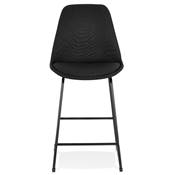 Tabouret de snack mi-hauteur 'GUSTO MINI' tissu pieds tréteaux repose pieds métal noir dossier haut