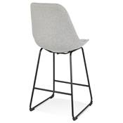 Tabouret de snack mi-hauteur 'GUSTO MINI' tissu gris clair pieds tréteaux métal noir dossier haut