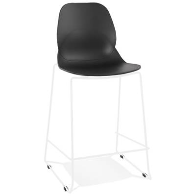 Tabouret de snack mi-hauteur empilable 'GREAT MINI' noir pieds tréteaux en métal blanc dossier haut