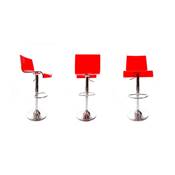 Tabouret de bar réglable design 'Ice' pivotant plexiglass rouge pied métal chromé dossier haut