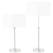 Lampe à poser design 'Okno' abat-jour cylindrique blanc socle en métal brossé réglable